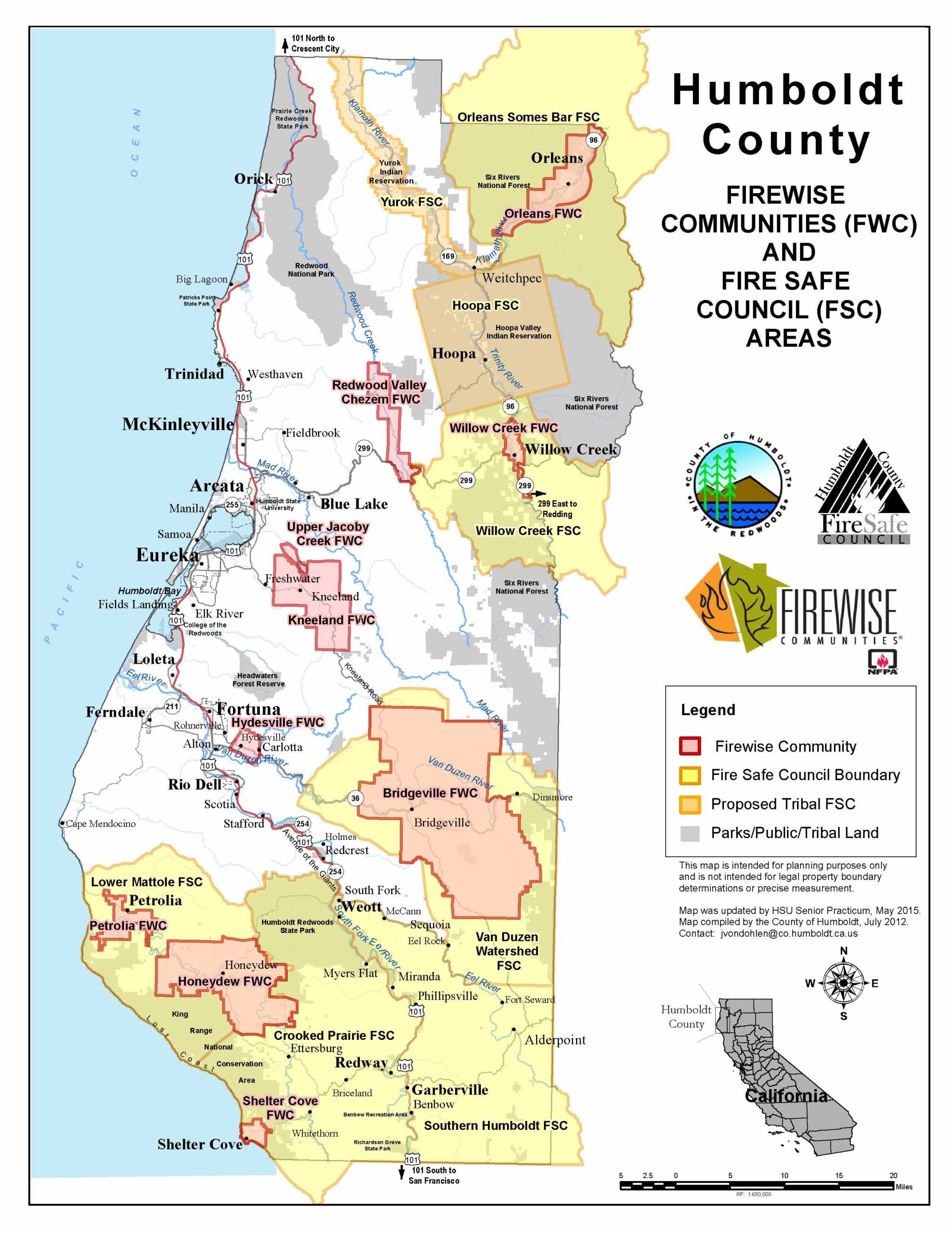 Humboldt County Firewise Map by Jerry Dinzes - 2015